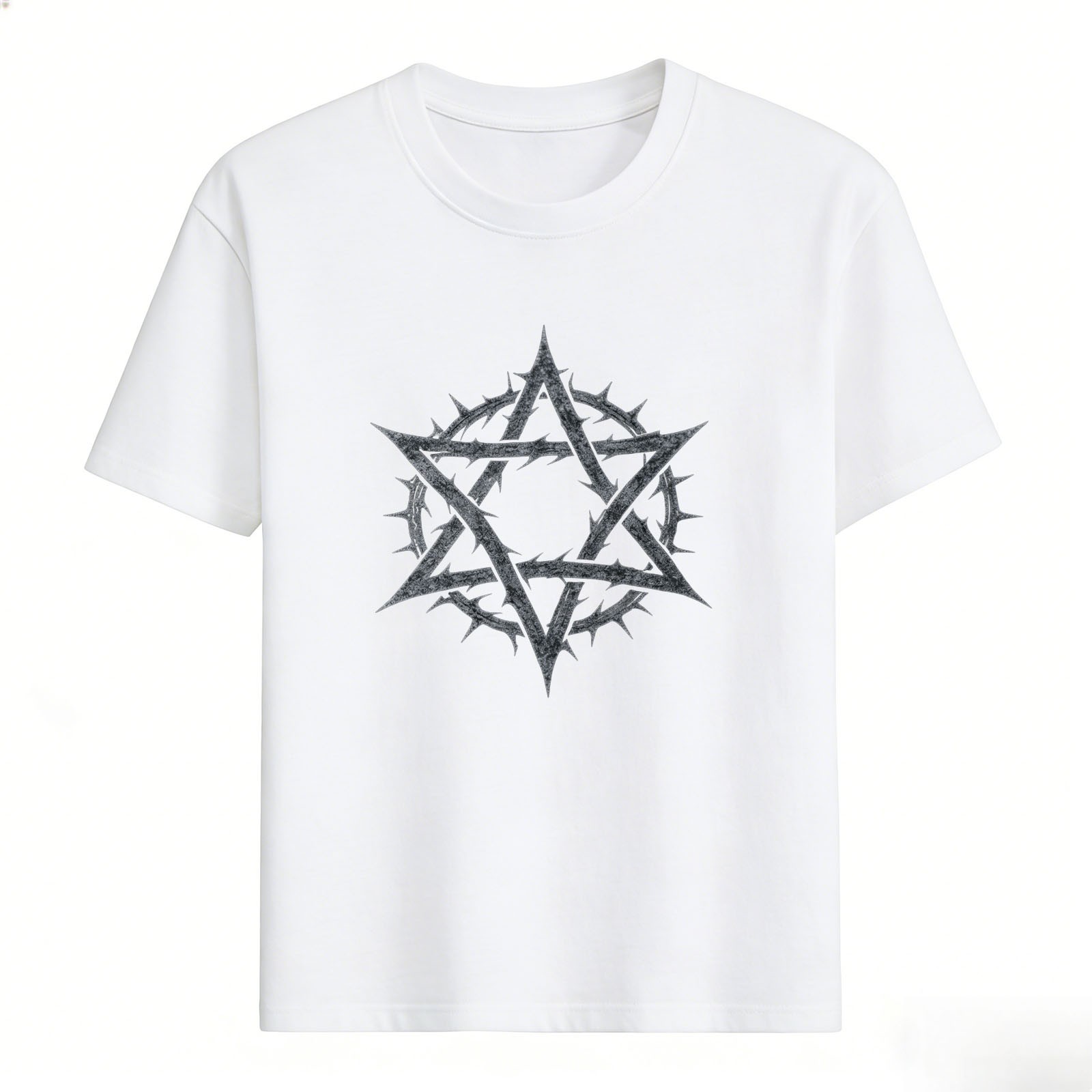 Hollowmark Custom Minimal Front Print Tee Black White S-5XL Casual Dark Shirt