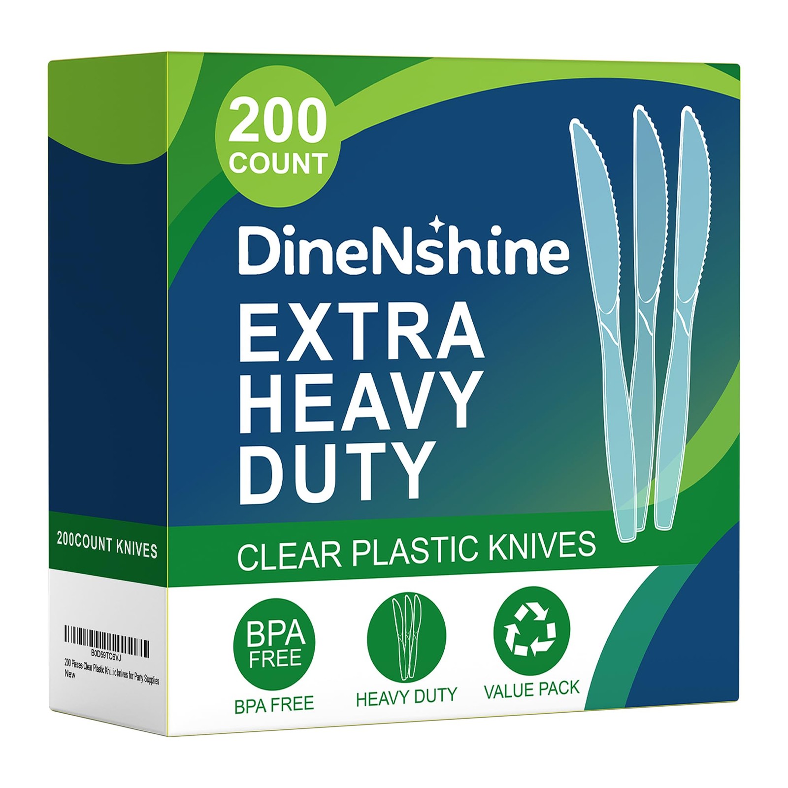 200 Pieces Clear Plastic Knives Heavy Duty Disposable -, BPA-Free, Heat Resis…