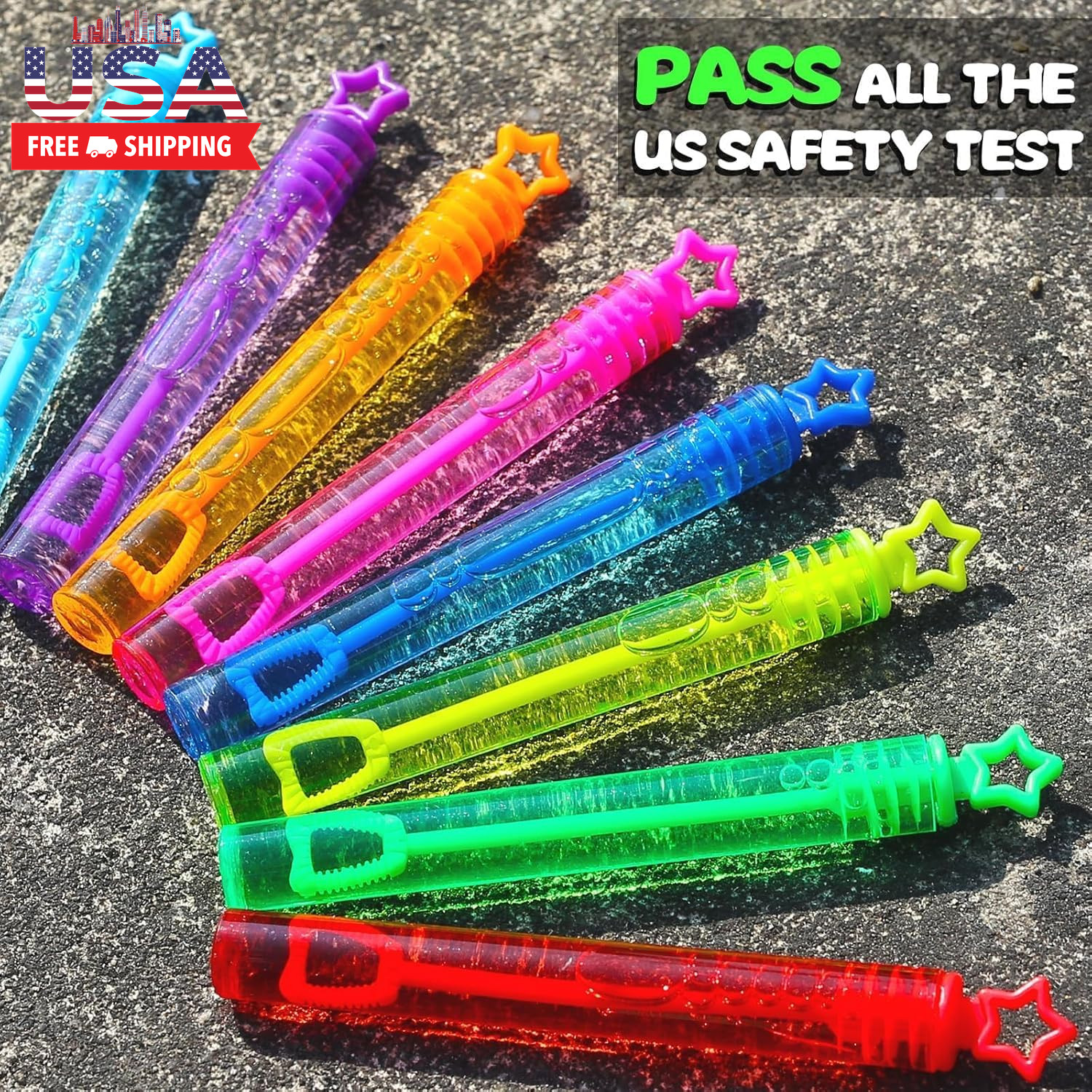 32 Pcs 8 Colors Neon Bubbles Party Favors for Kids, Mini Star Bubble Wand Bulk i