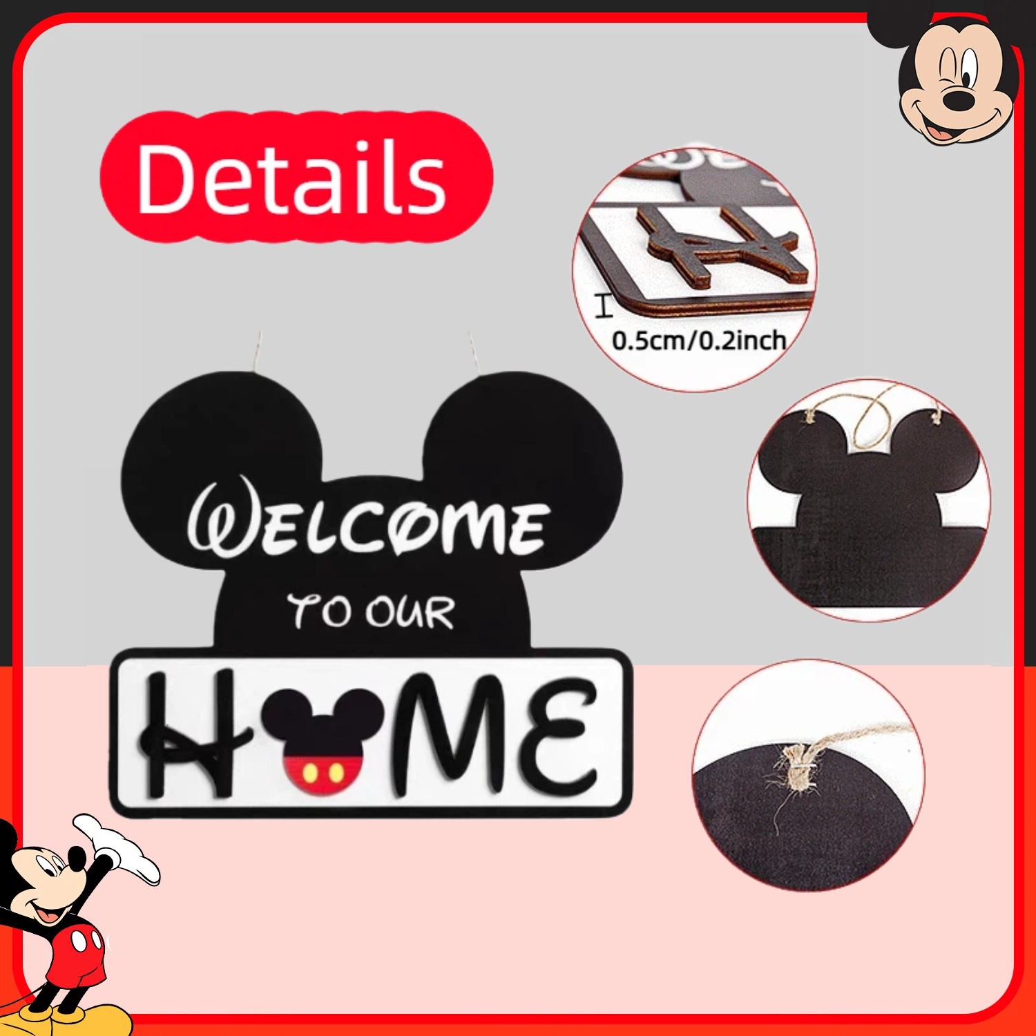 Welcome Door Sign Mickey Mouse Party Decoration Disney Party Supplies Outdoor