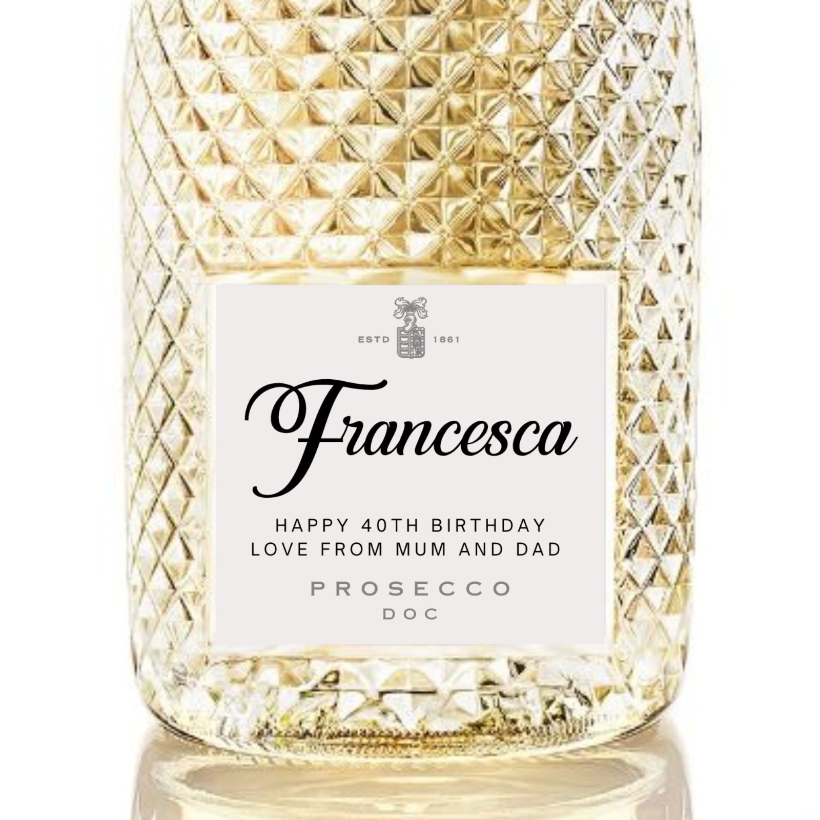 Personalised Prosecco Bottle Label Champagne Wine Gift Sticker for Any Occasion