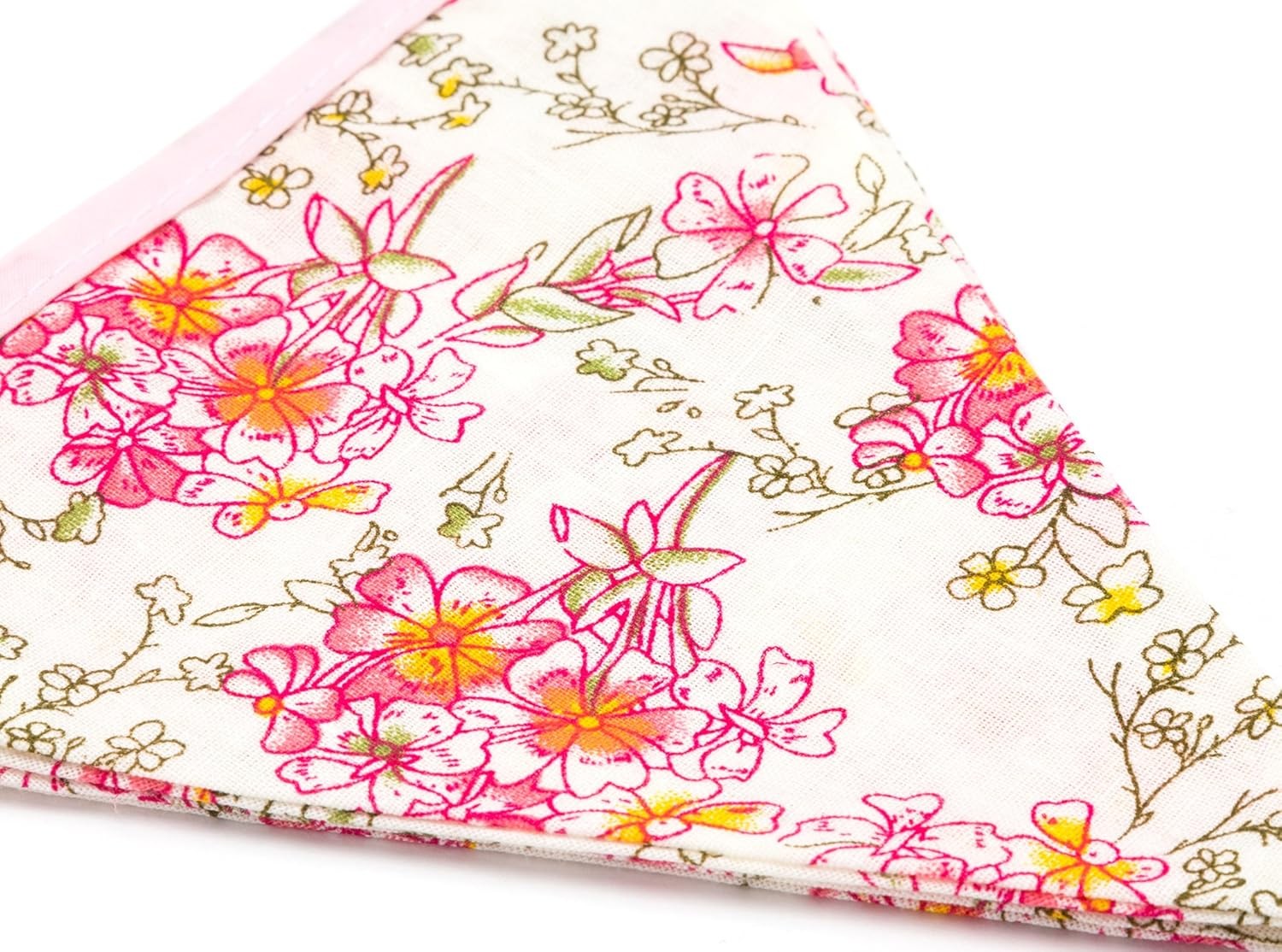 LOVENJOY Pink Floral 100% Cotton Bunting Banner for Girls 10.8 Feet, White