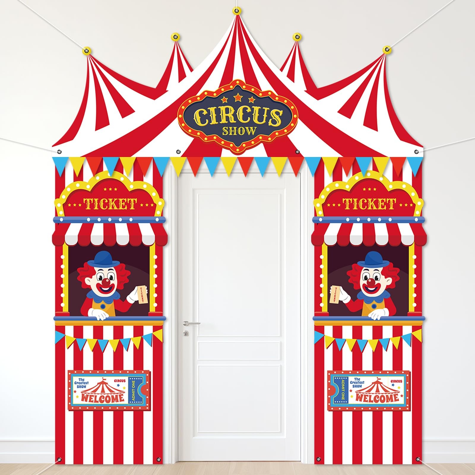 3Pcs Carnival Circus Tent Porch Banner Decorations Circus Party Awning Hangin…