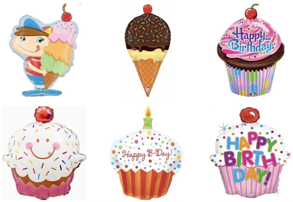 Cupcake Frosting Sprinkles Donut Ice Cream Cone XL Foil Mylar Birthday Balloons