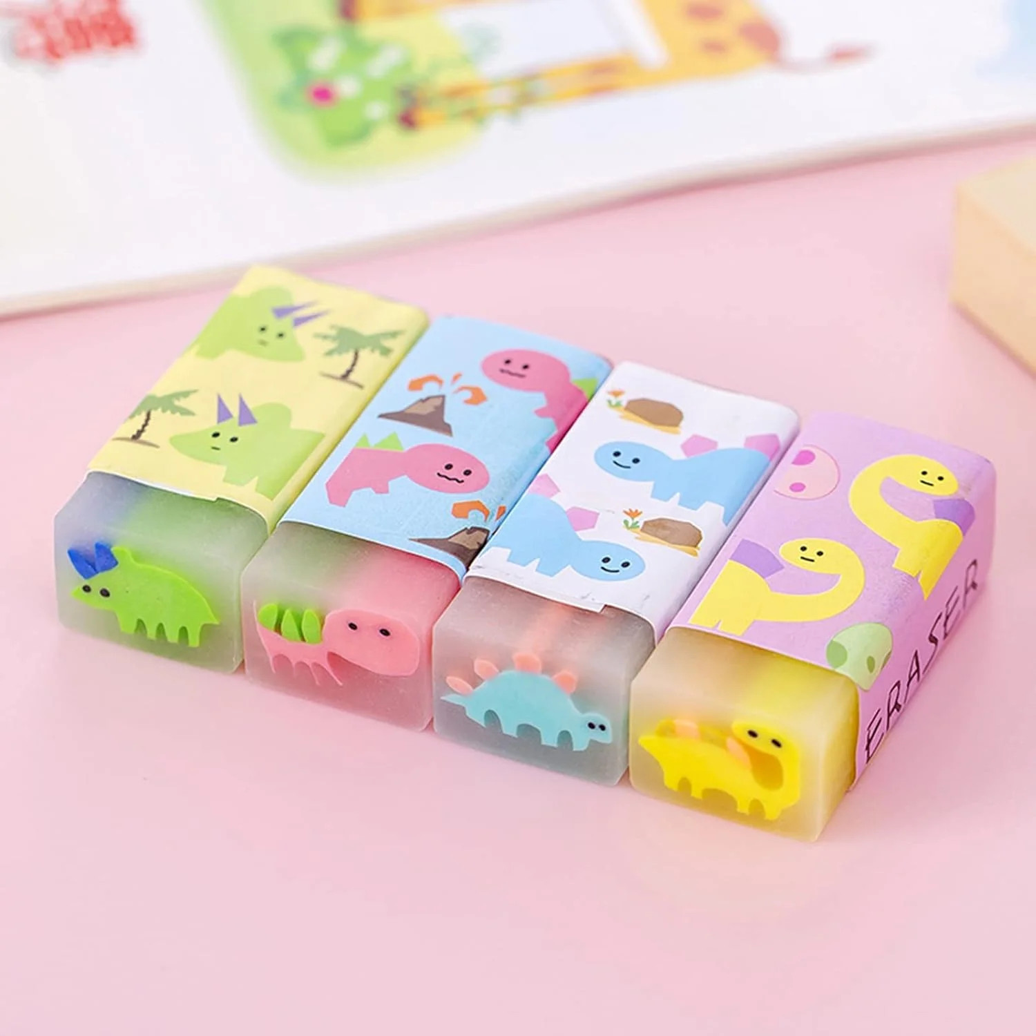 Cute Erasers for Kids Bulk 16 Pack Animal Food Fun Desk Pets Pencil Students Sch