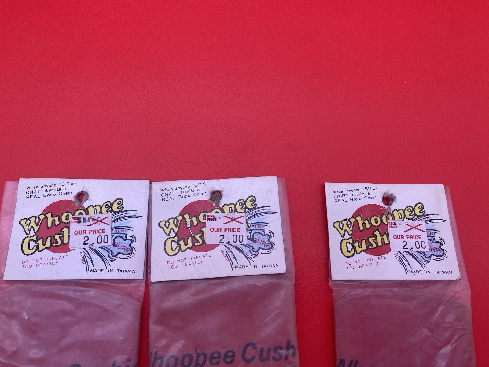 Whoopee Cushions Lot of 3 Vintage Fart Noise Toys – Sealed 1970’s New Old Stock