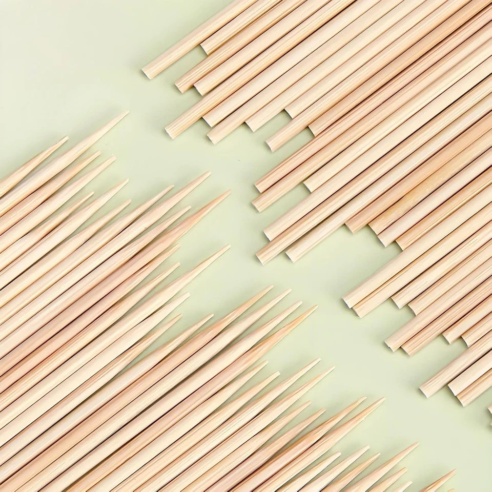 4-Inch Natural Bamboo Toothpicks & Skewers 750-Count | Extra-Long Wooden Picks f