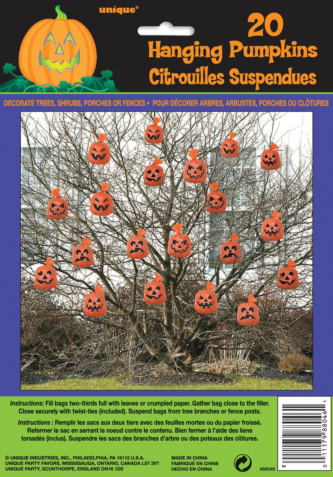 Halloween Pumpkin Leaf Bags Party Hanging Decorations Prop Inside Outside x 20