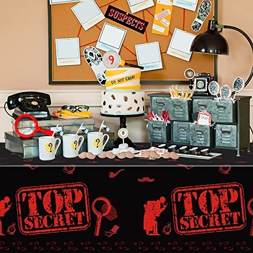 3PCS Spy Party Tablecloths – Kids Birthday Secret Agent Theme Table Covers, Plas