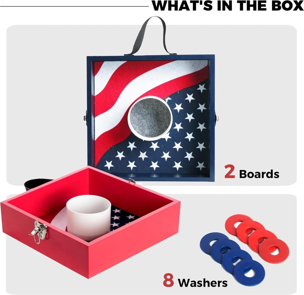 Outdoor Games Wooden Washer Toss Game with 8 Washers