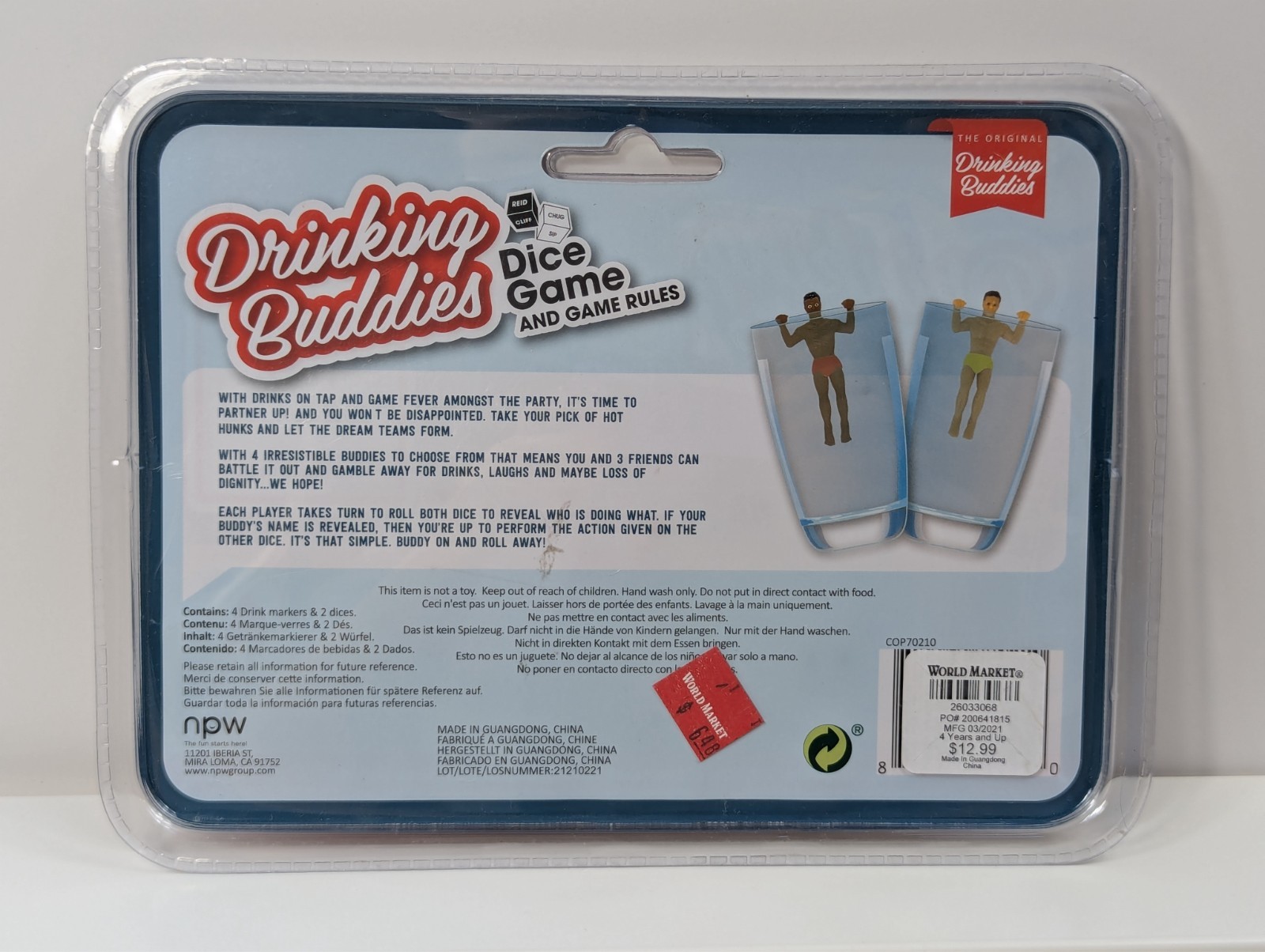 The Original Drinking Buddies Drink Markers Dice Drinking Game new AA tan men