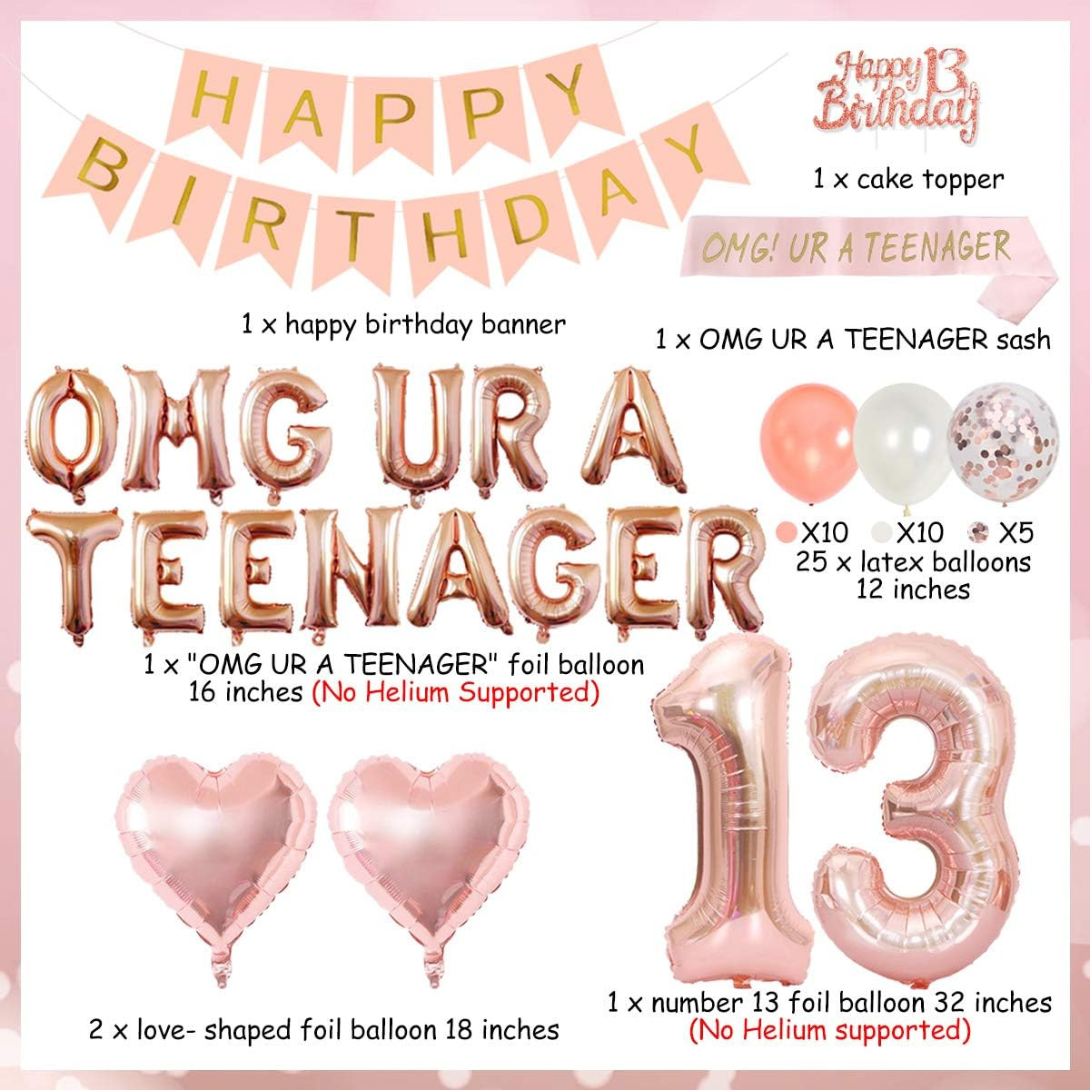 Teenager Birthday Party Decoration 13Th Birthday Party Decorations for Girls wit