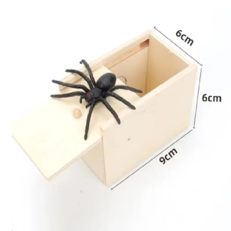 Wooden Prank Spider Scare Box Hidden in Case Trick Play Joke Scarebox Gag Toy