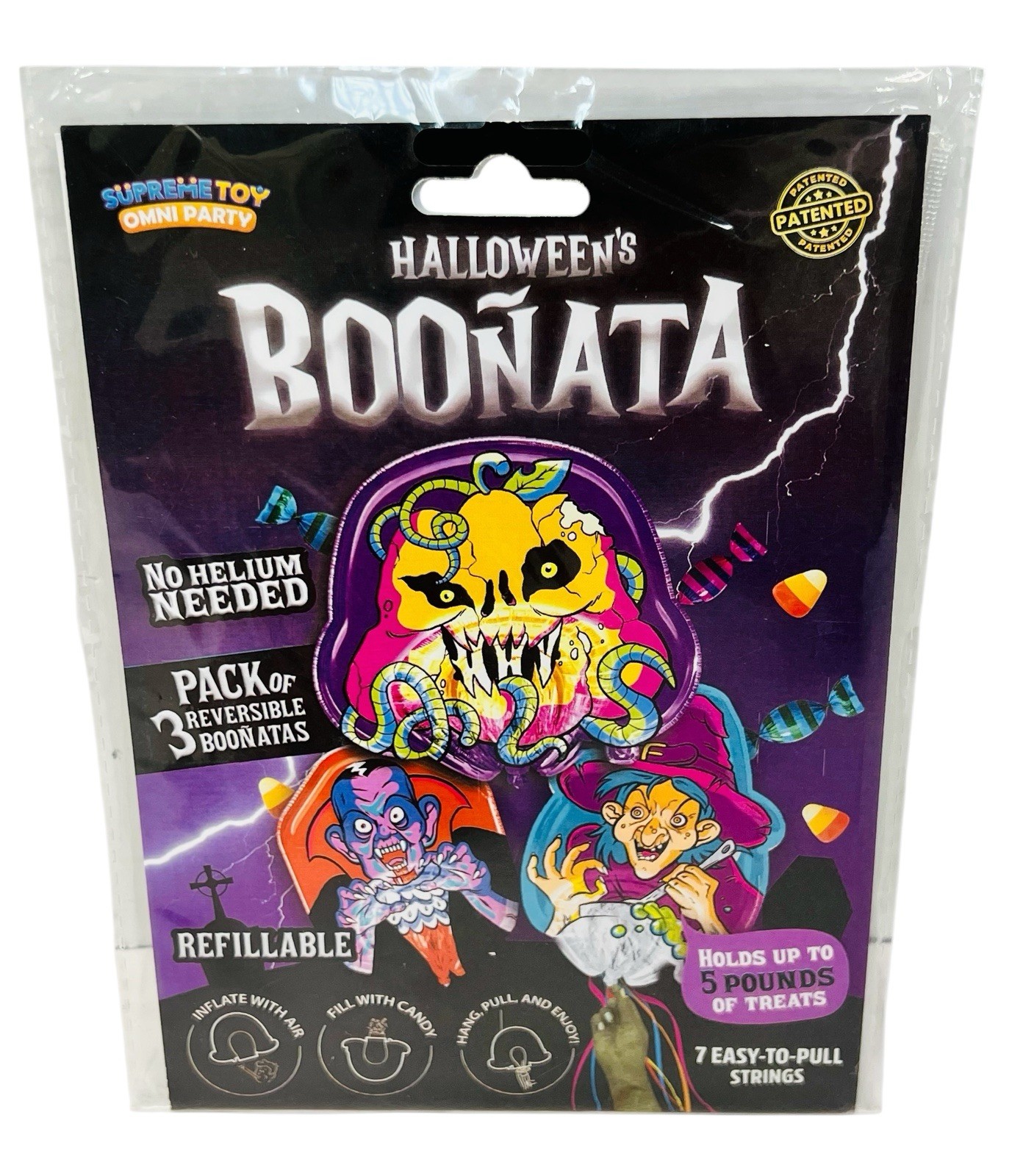 RARE Halloween’s Boonata Refillable Reusable No Helium Candy Balloons 6 Monsters