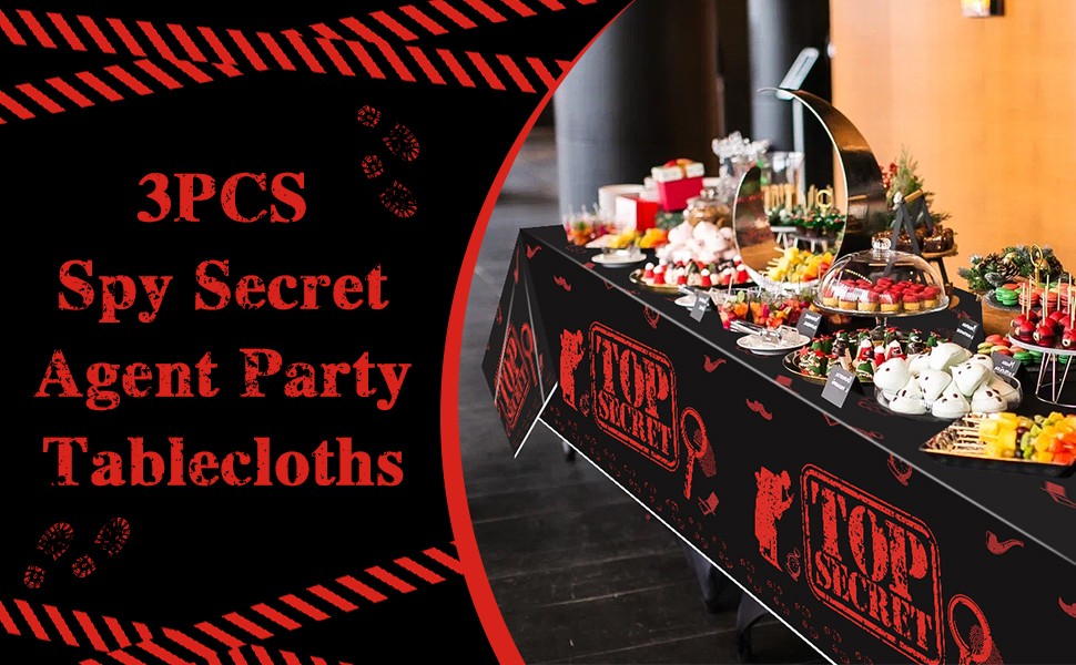3PCS Spy Party Tablecloths for Kids Birthday Secret Agent Theme Table Covers Spy