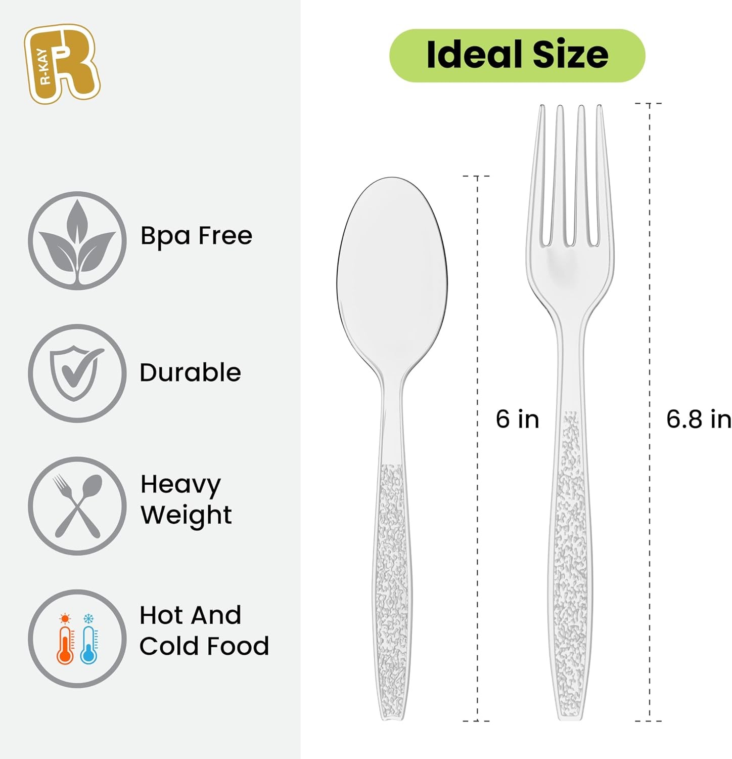400 Count Plastic Silverware Heavy Duty – Clear Plastic Forks And Spoons Set