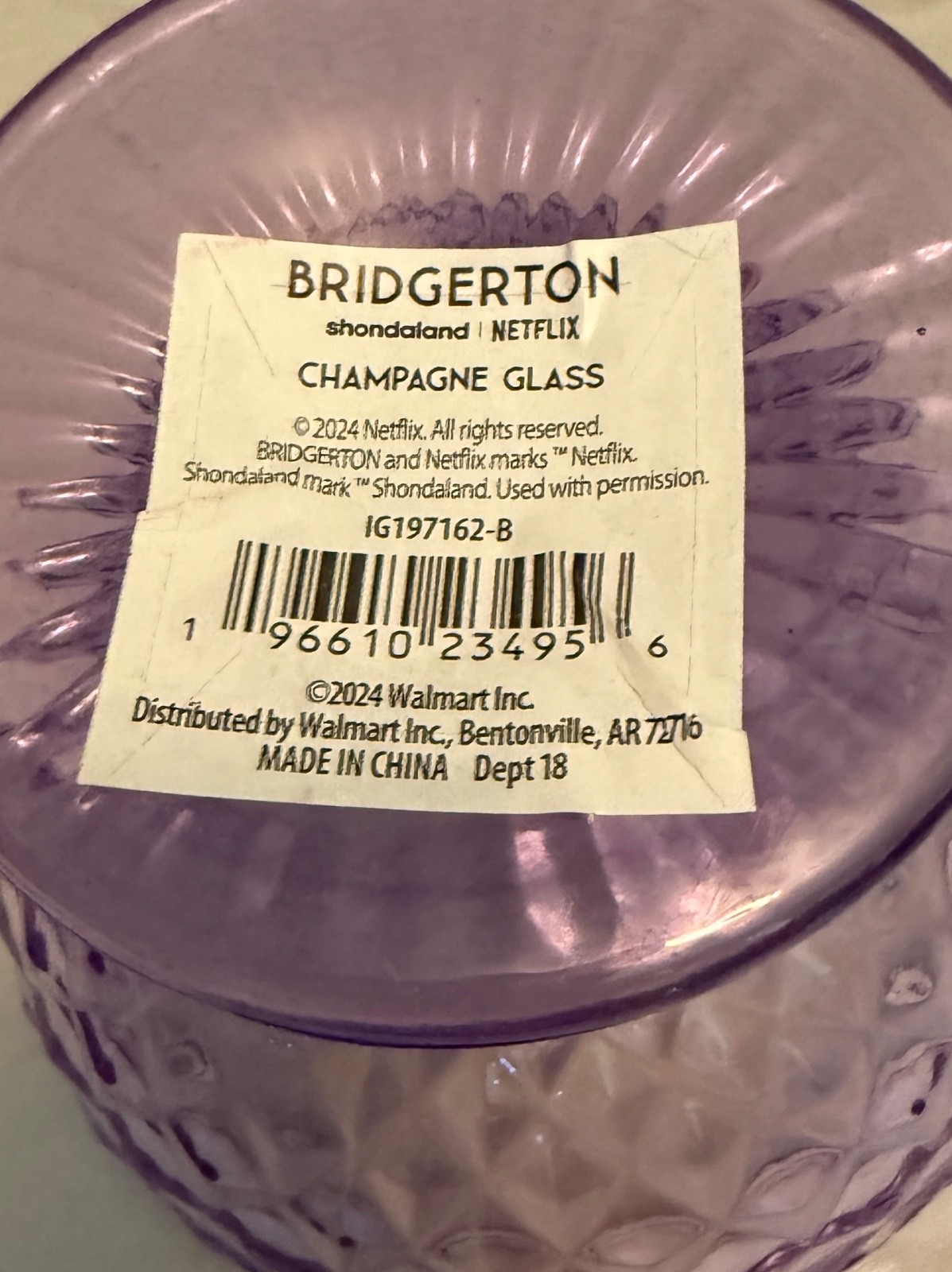 NEW Shondaland Netflix Bridgerton PurpleTranslucent Champagne Glass