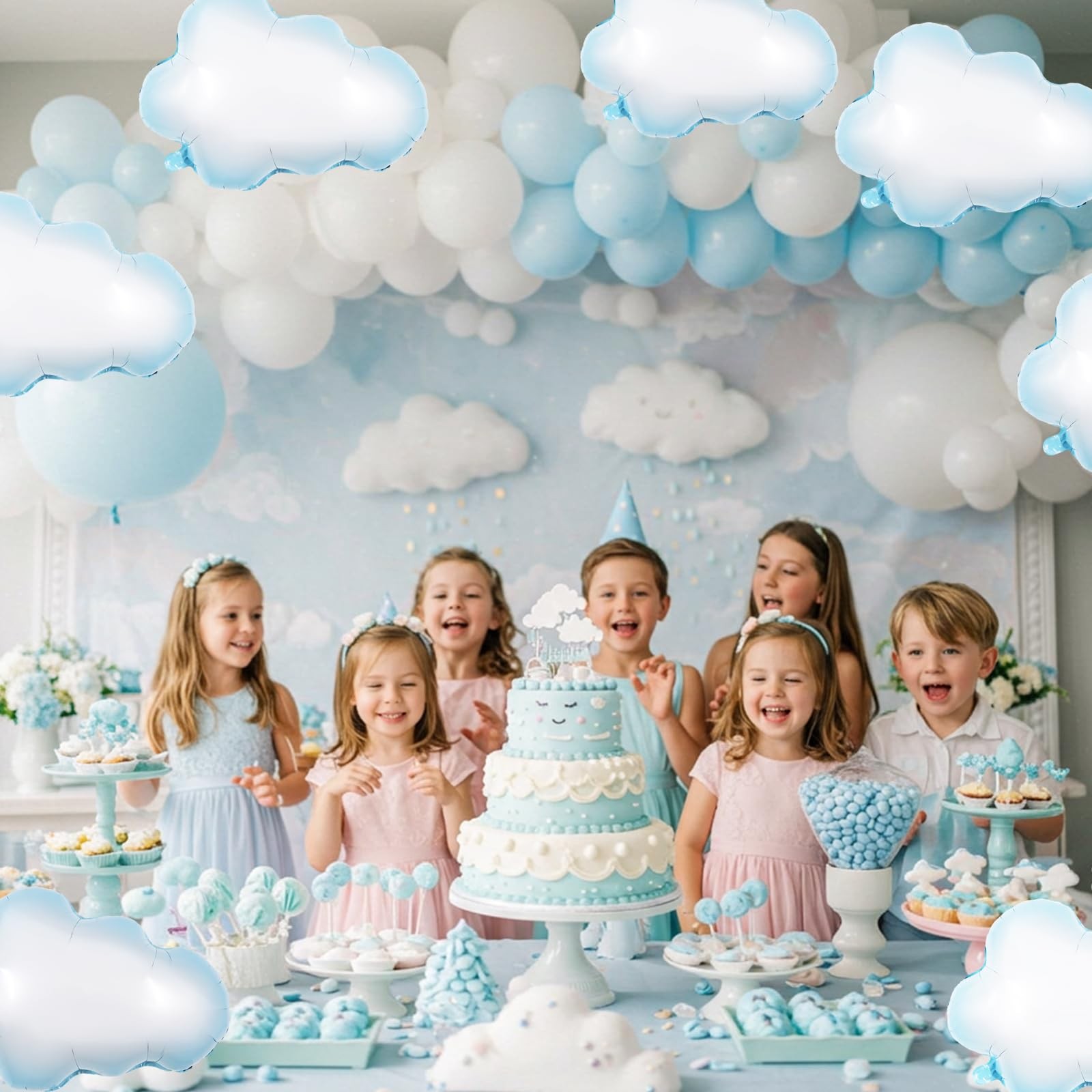 10 Pcs White Foil Clouds Balloons for Baby Shower,Themed Party,Decorations Su…