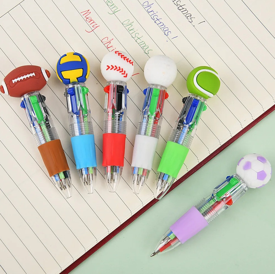 10pcs Sports Ball 4-Color Retractable Pens Football & Basketball Party Favors