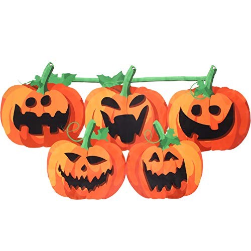 Halloween Pumpkin Bunting Flag Hanging Banner 59 Inches Funny Pumpkin Flag