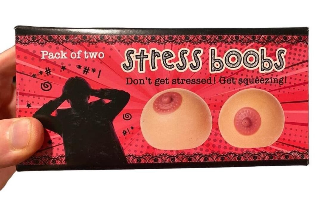 2pk Stress Boobs – Squeeze Boobies Feels Real! Adult Novelty Breast Man Toy Gift