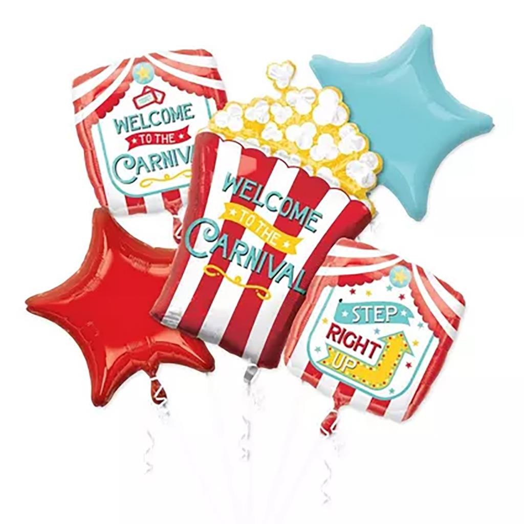 Carnival Circus Mylar Balloon Bouquet 5 Piece Birthday Party Supplies New