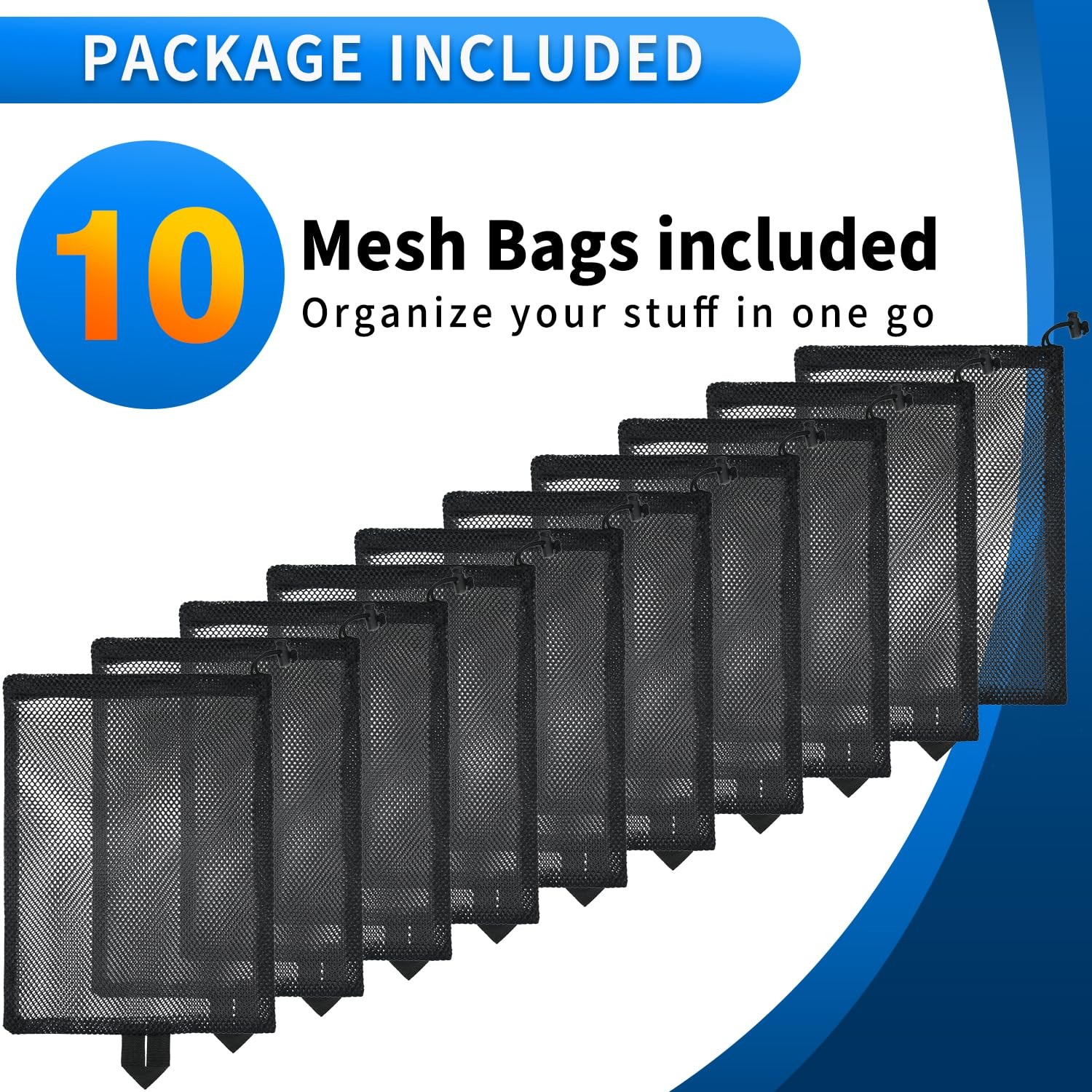BOJITEXS 10 Pcs Mesh Drawstring Bag 10.5″ x 14″ with Handle & Cord Lock Closure