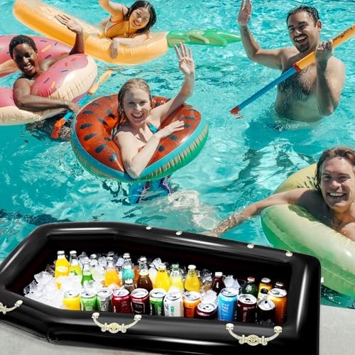 Inflatable Coffin Cooler, 52 Inch Drink Containers for Halloween Art Deco