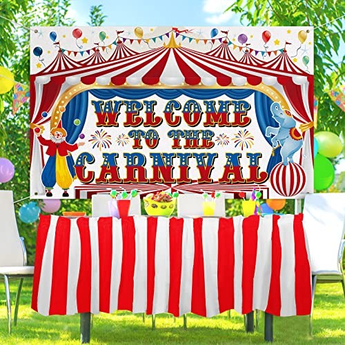 Large Carnival Circus Party Decorations 71 x 43 Inch, Welcome to The Carnival