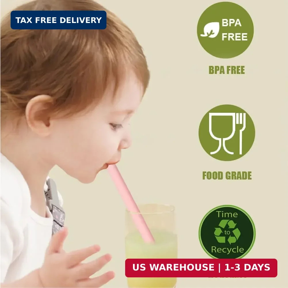 ALINK Reusable Silicone Boba Straws, Extra Large Bubble Tea Smoothie Straws for