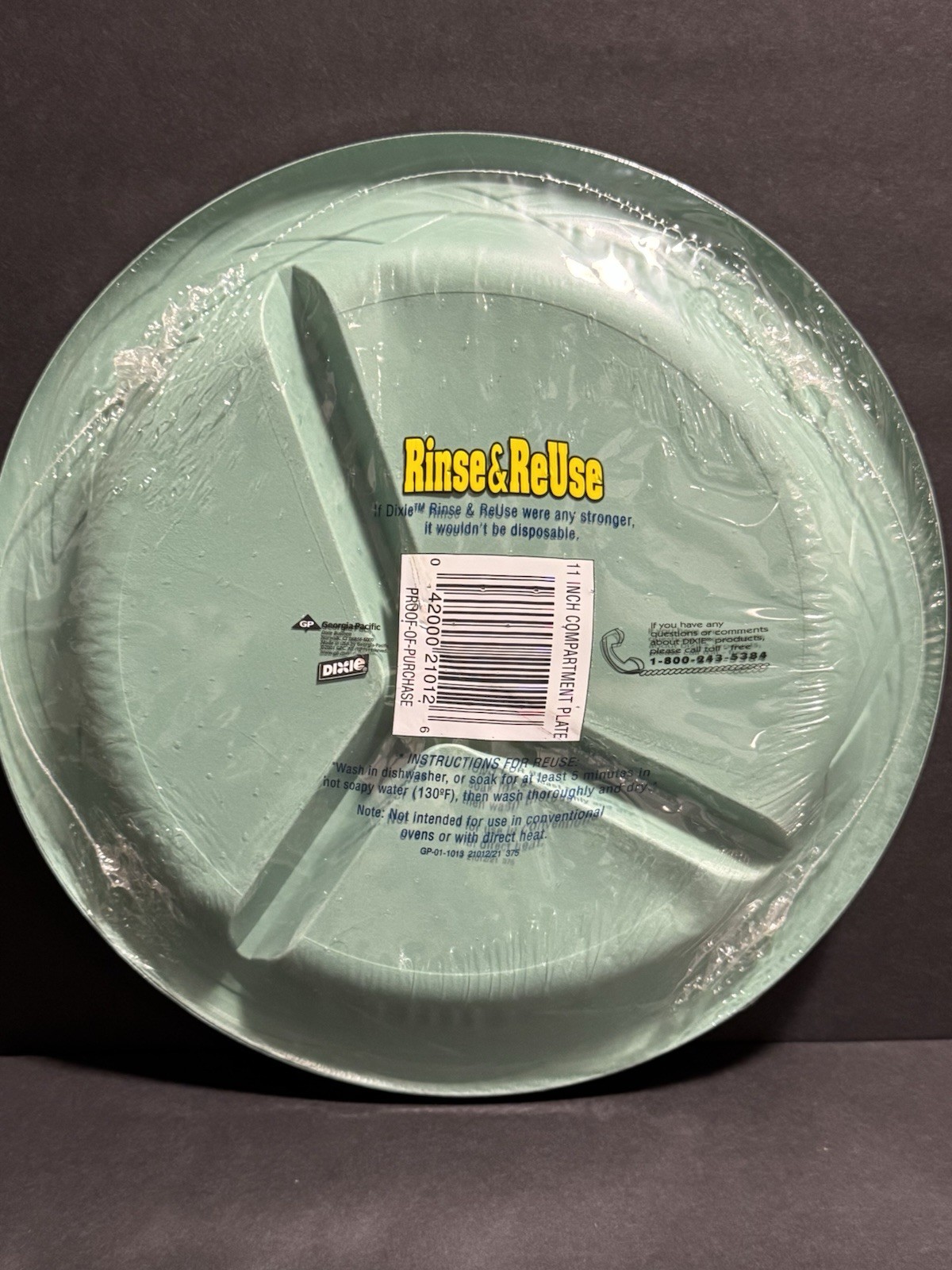 Dixie Rinse & Reuse Compartment Plates 2×12 (24) Total Dishwasher Safe 2001 NOS