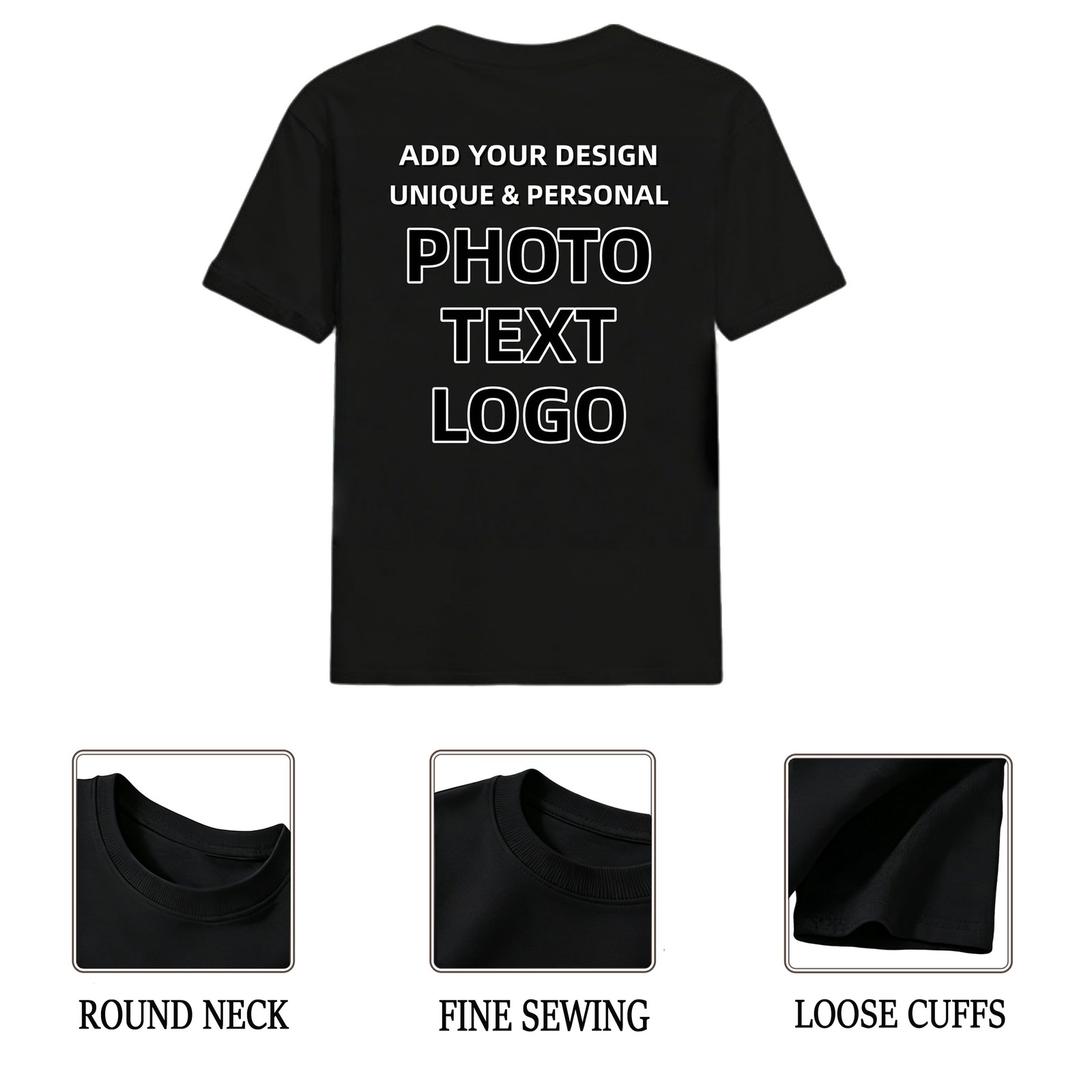Hollowmark Custom Minimal Dark T Shirt Back Print Black White S-5XL Graphic Tee