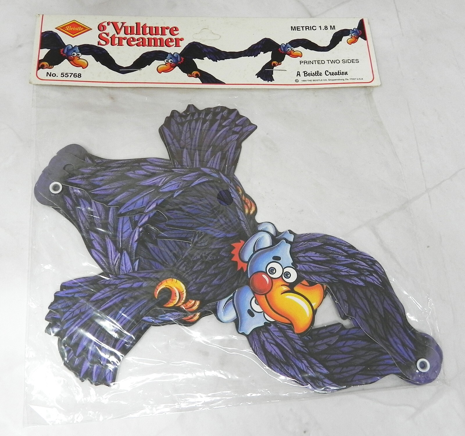 Vintage 1994 Beistle 6′ Vulture Streamer Over-The-Hill Birthday, Halloween NOS