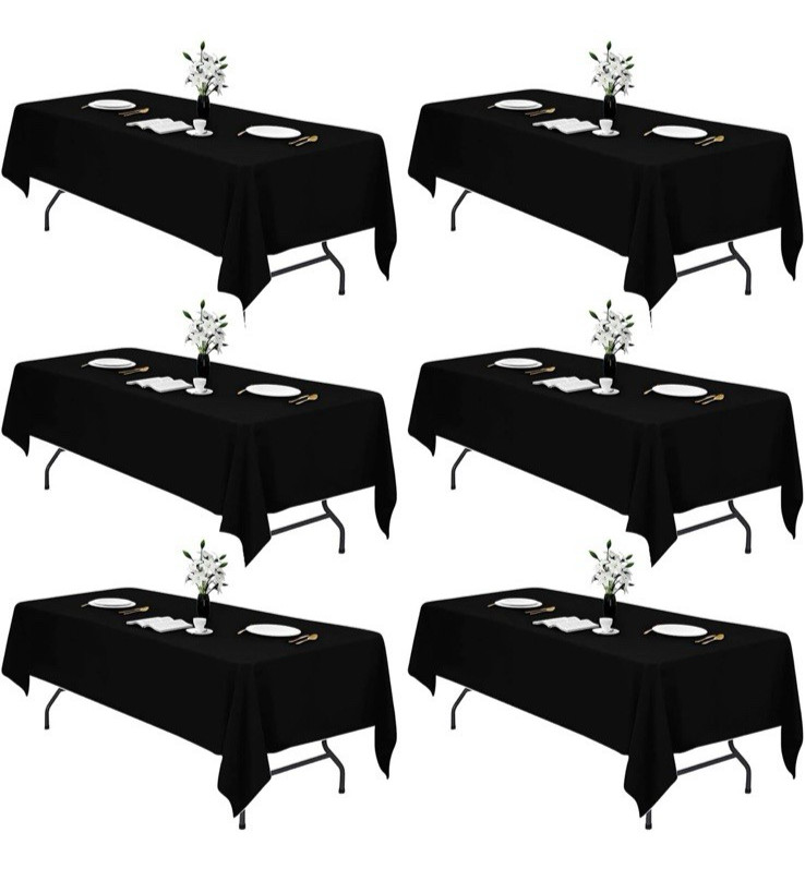 IVAPUPU Black Tablecloth for Rectangle Table – 60 x 84 Inch 6 Pack NEW