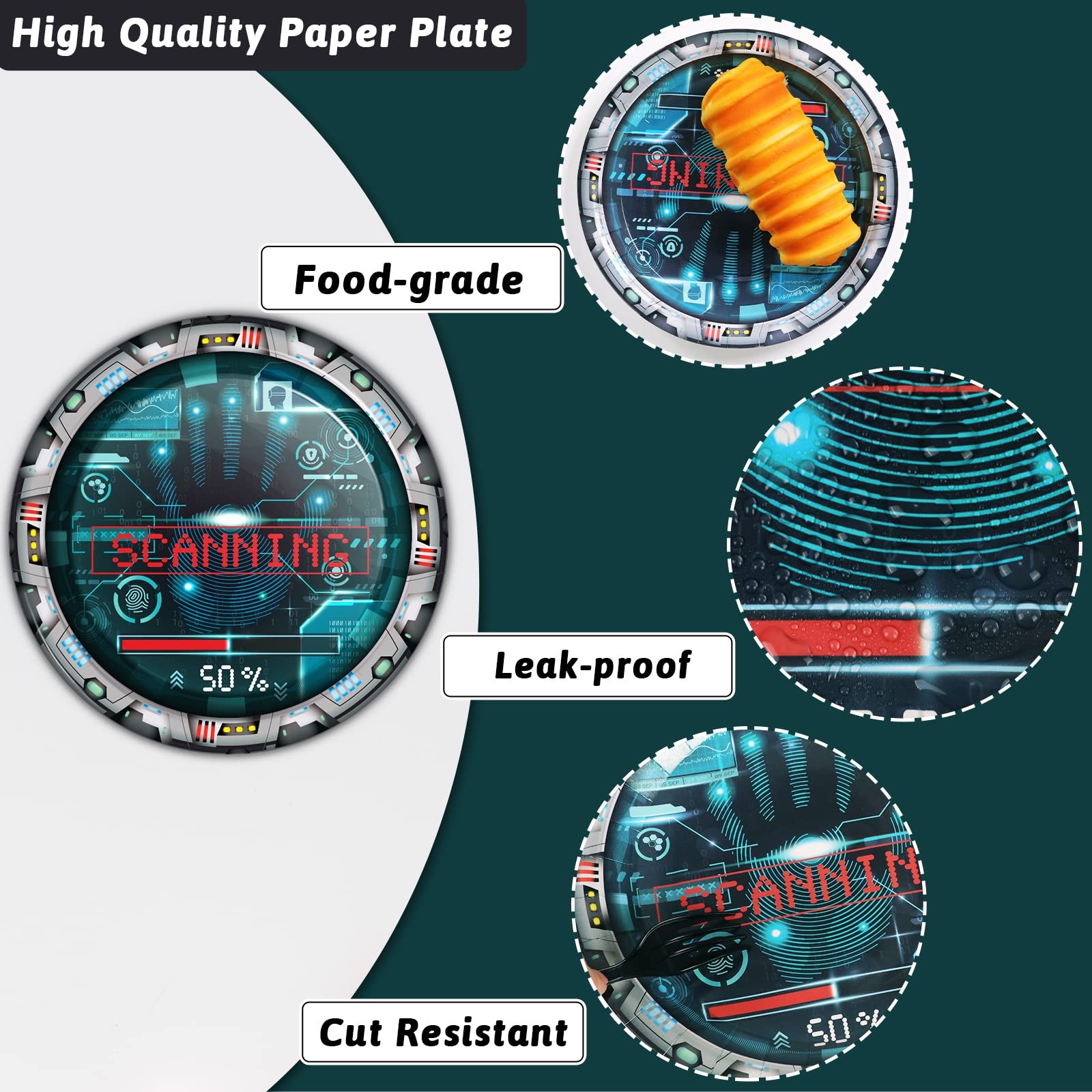 96 Pcs Secret Agent Birthday Party Paper Plate and Napkin Top Secret Spy Dete…