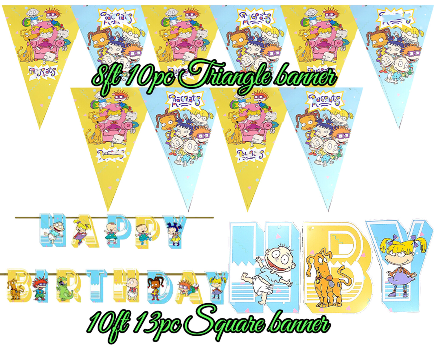 RUGRATS CUPS PLATE BANNER PARTY TABLE COVER SUPPLIES BALLOON CUPCAKE TOPPER CAKE