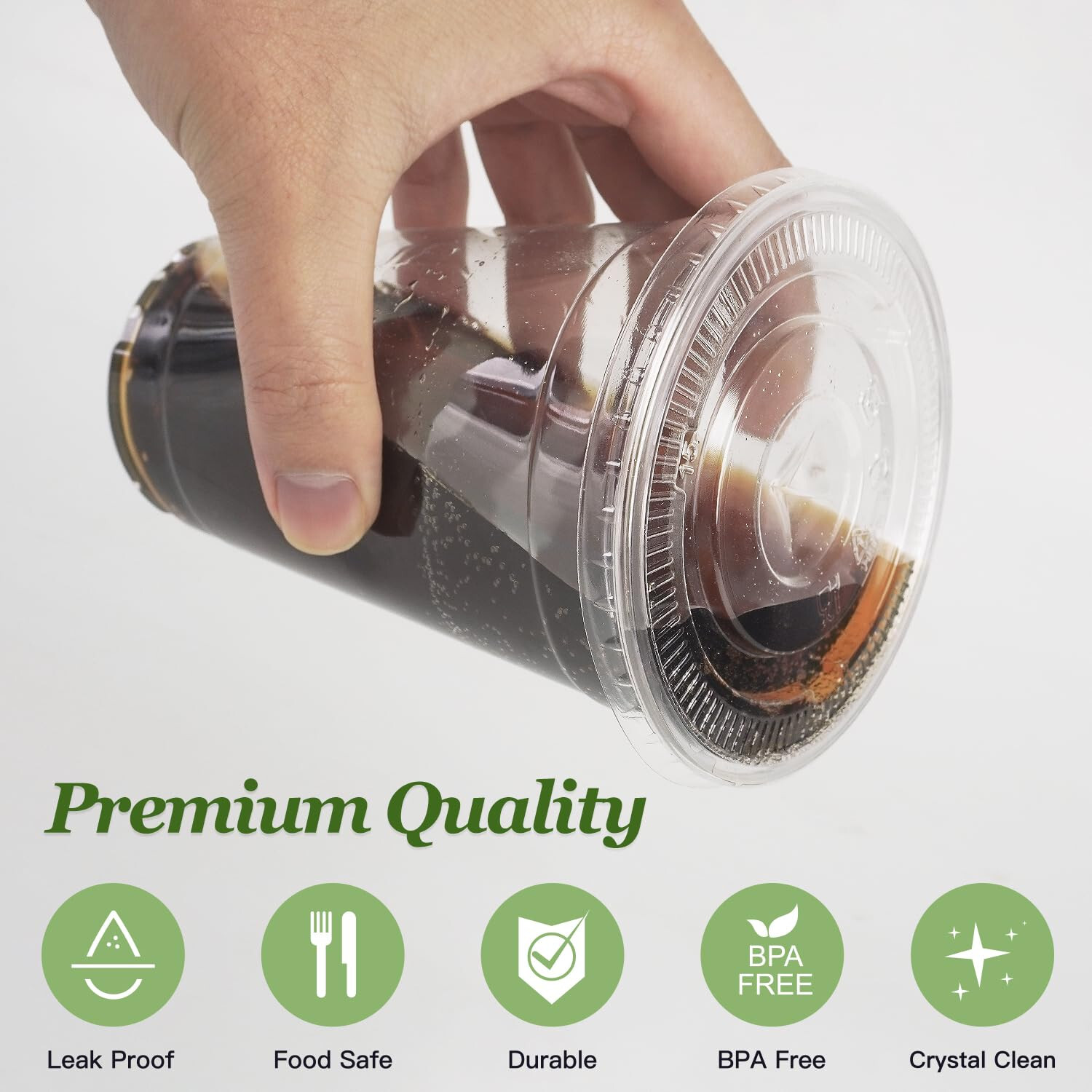 16oz Clear Plastic Cups with lids (100ct/200ct/300ct/400ct/500ct/1000ct)