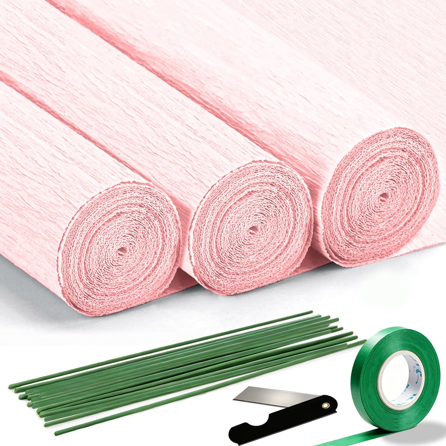 Pale Pink Crepe Paper Rolls Multi Color Streamers DIY Craft 9.8 In x 8.2 Ft 3 PK