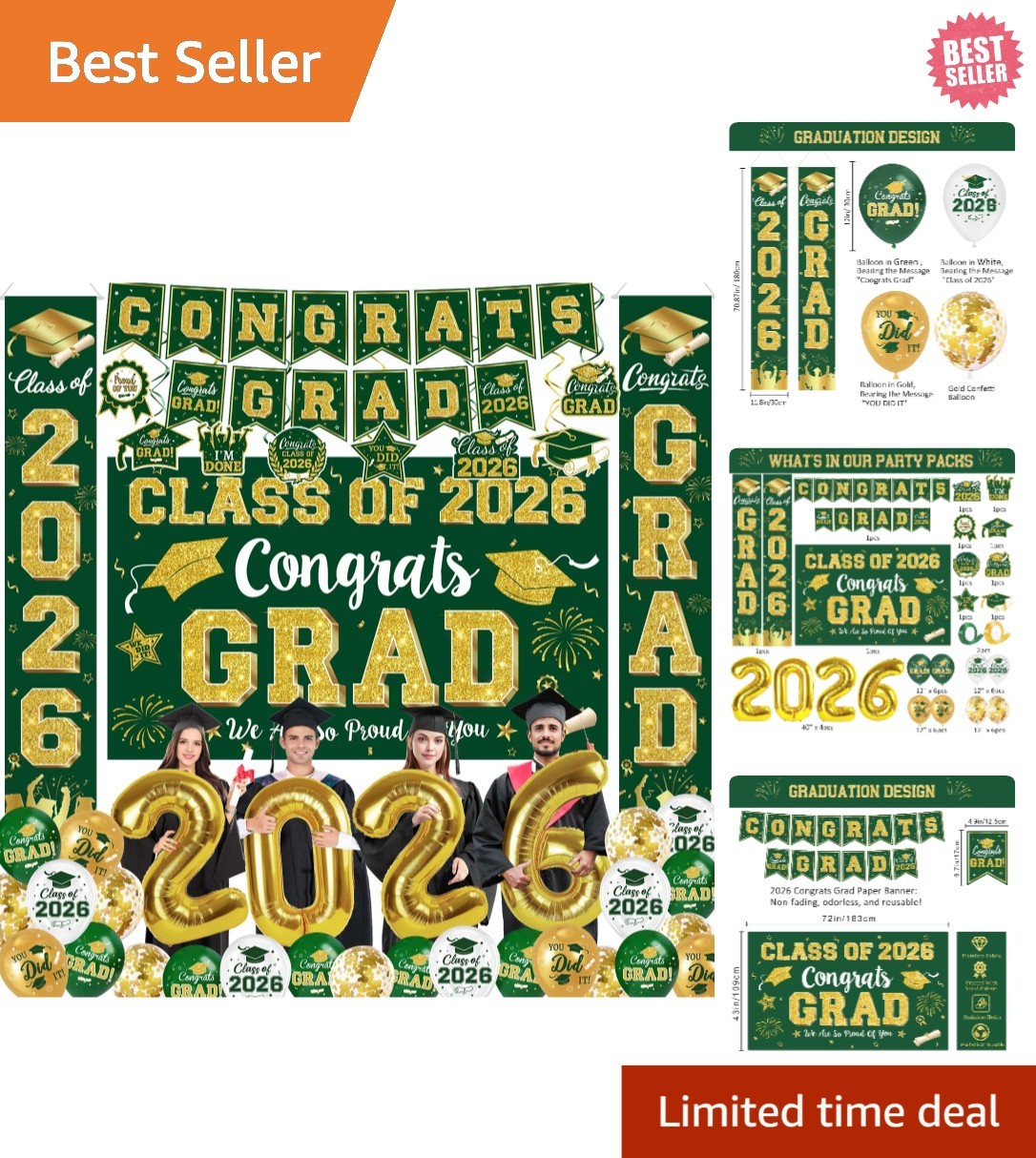 Complete Graduation Decorations Set for Class of 2026 – Safe & Reusable Supplies