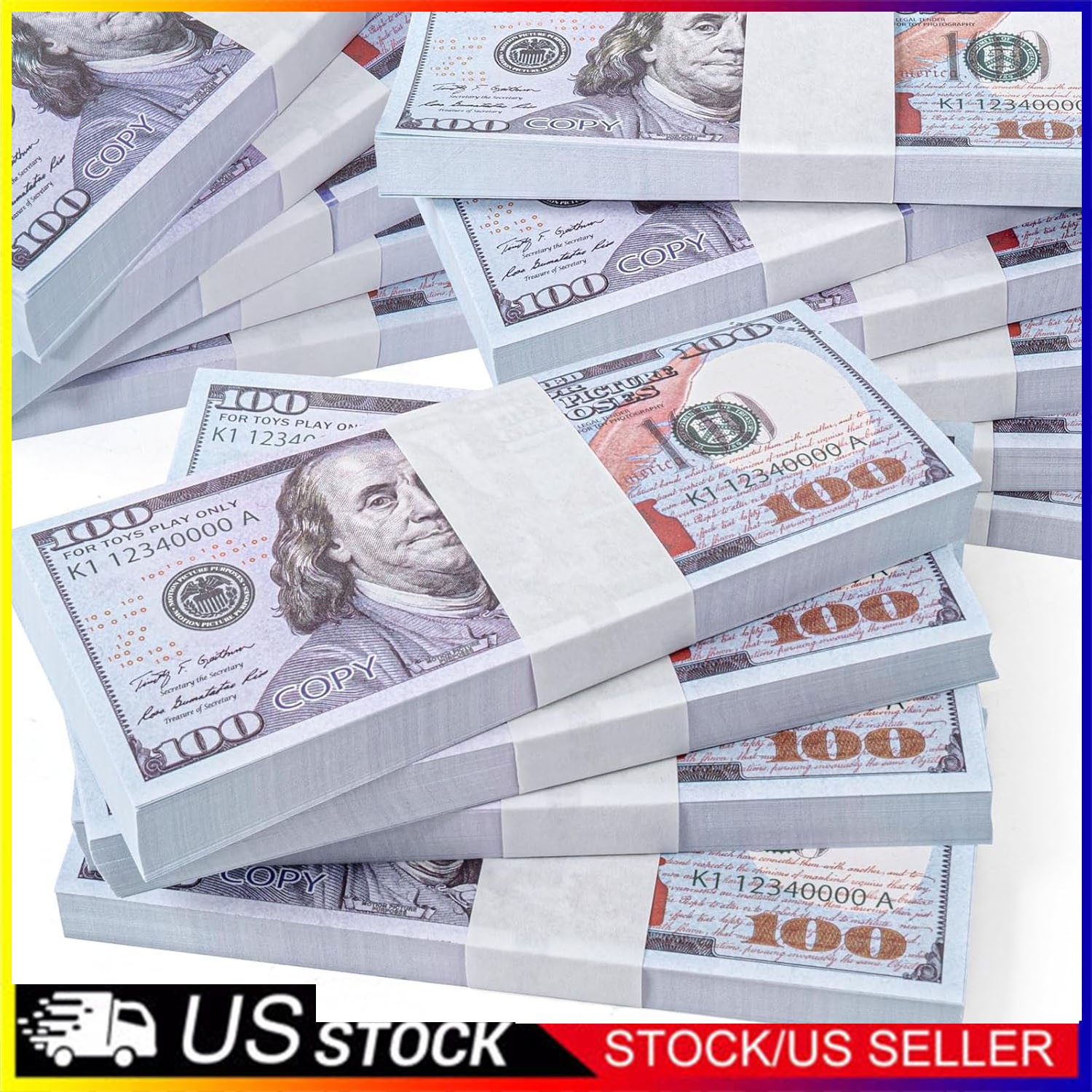 100Pc Prop Fake Looks Real Best Toys Money For Pretend Play Music Birthday Party