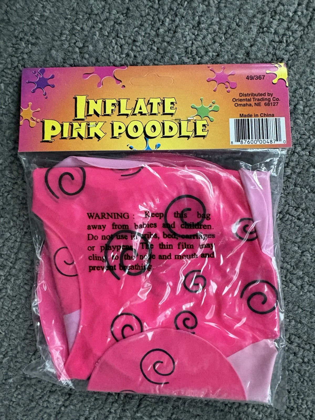 New 1950’s Party Inflatable Pink French Poodle Dog 15” Oriental Trading