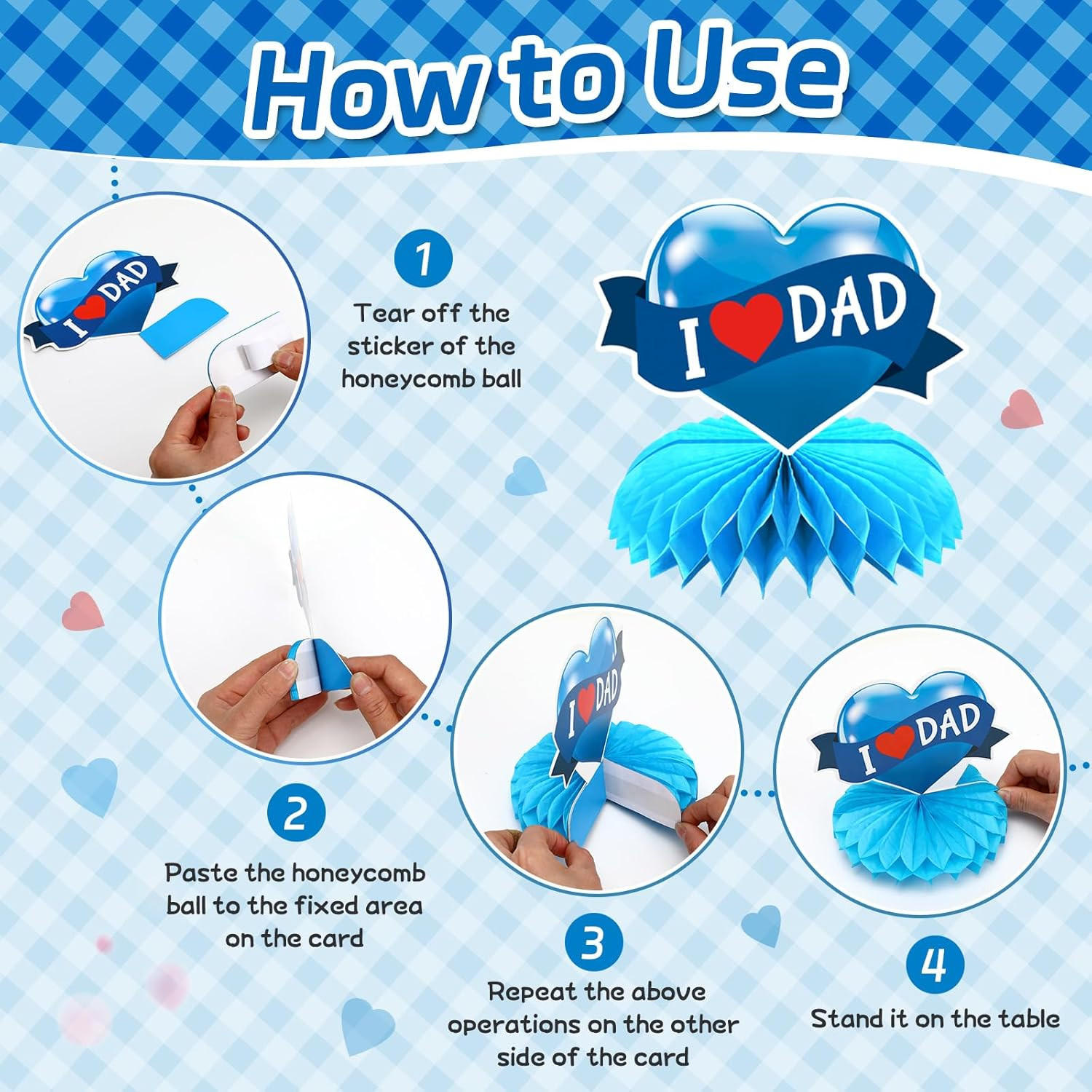10 Pcs Father’S Day Decorations, Blue Double Sided Fathers Day Table