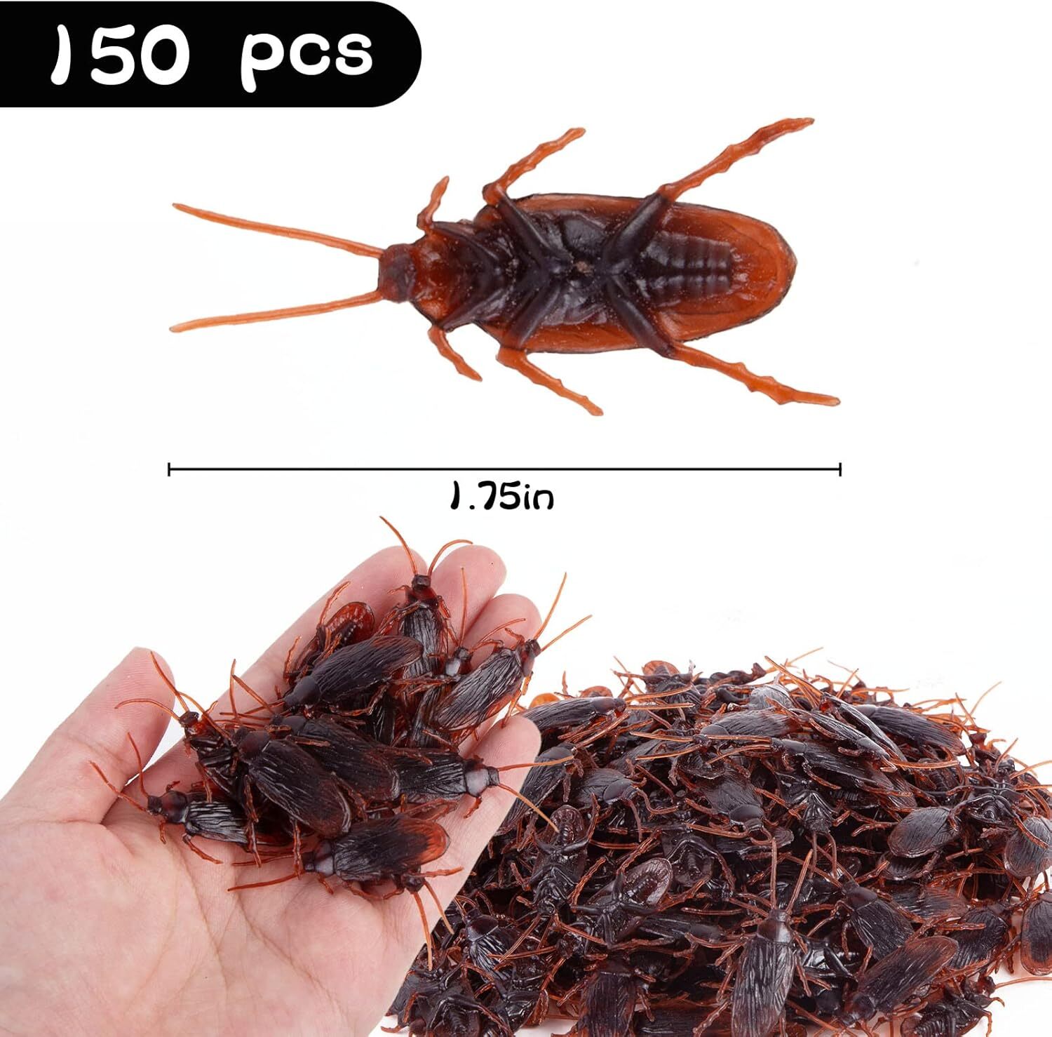 150 PCS Prank Cockroaches Realistic Cock Roach Plastic Fake Creepy Bugs Gag Toy