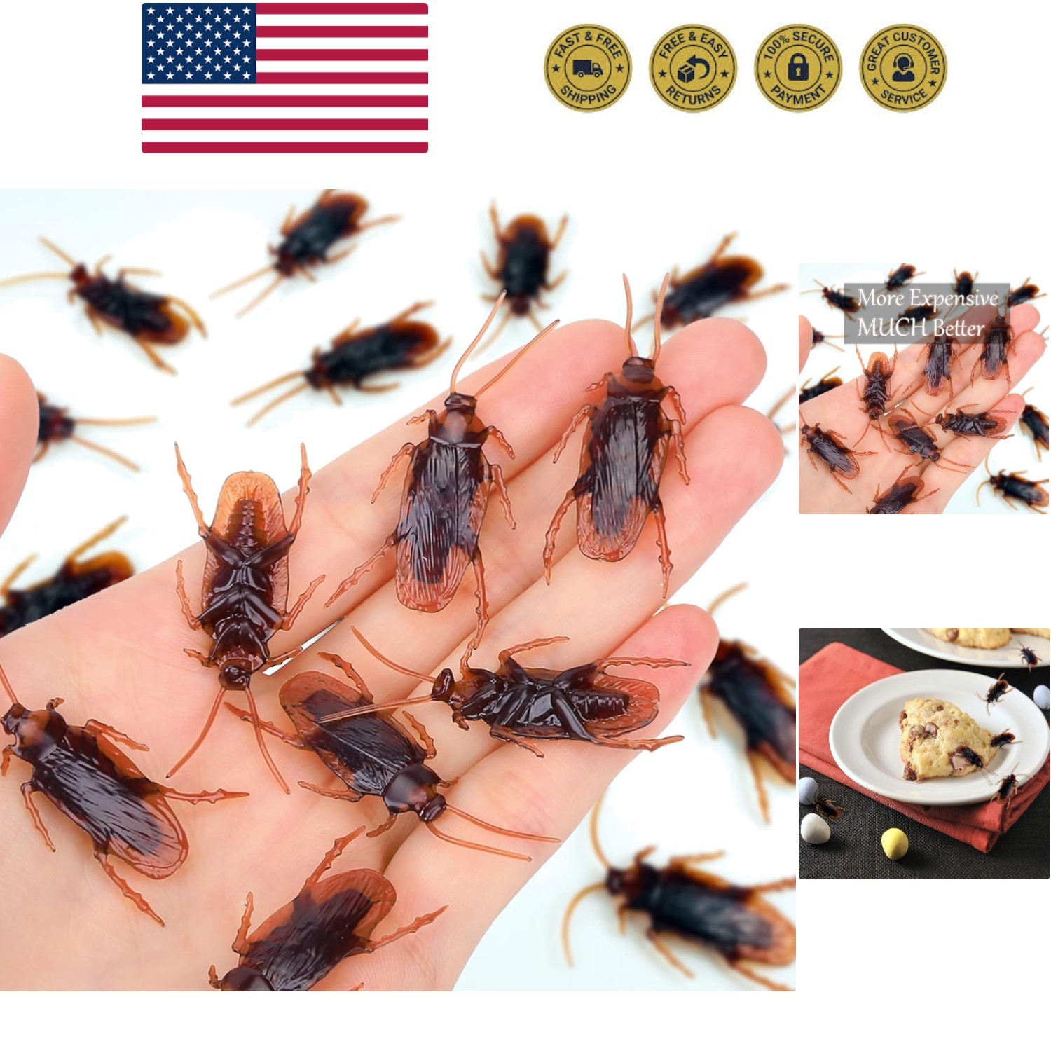 Fake Cockroaches, Pretty Realistic Fake Roaches, Great Way to Play a Prank, F…