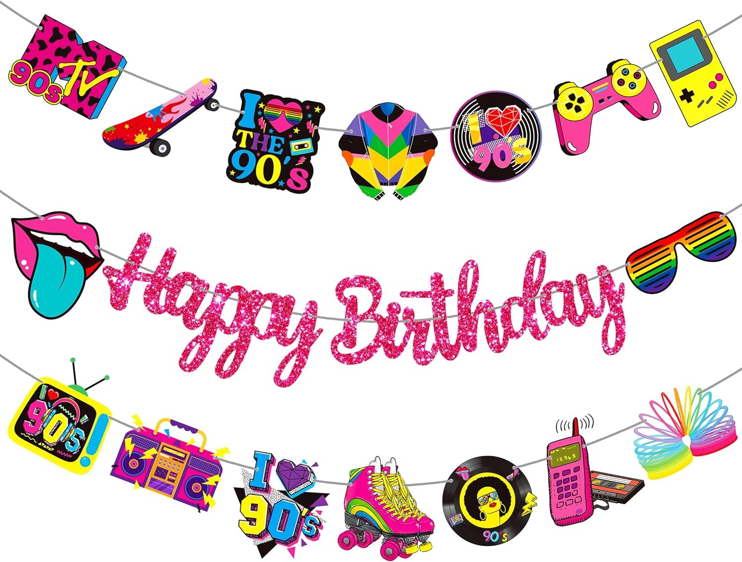 90s Theme Birthday Party Banners Retro 1990s Birthday Party Decorations Retro St