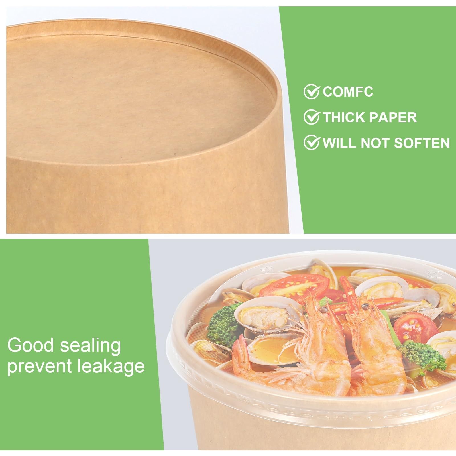 50 Pcs 32 Oz disposable meal prep containers，paper bowls with lids，disposable…
