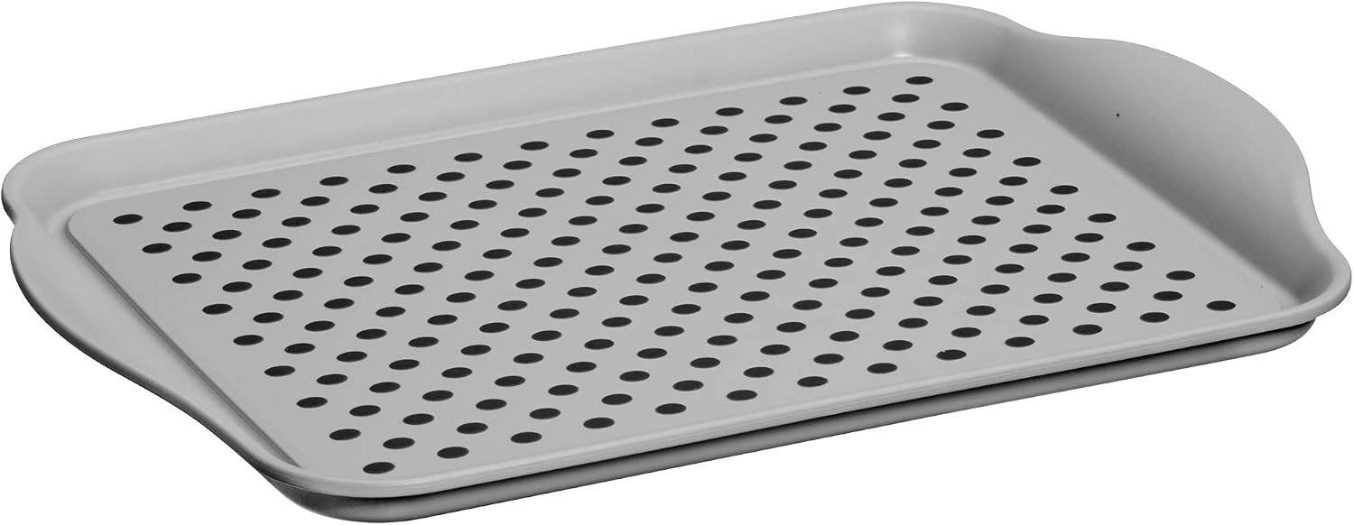 Anti Slip Serving Tray with Handles- Gray Rectangle Tray – Ideal for Eating,