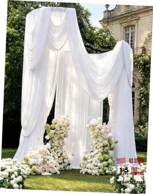 20ftx15ft White Backdrop Curtain 4 Panels for Wedding Parties | Wrinkle-Free