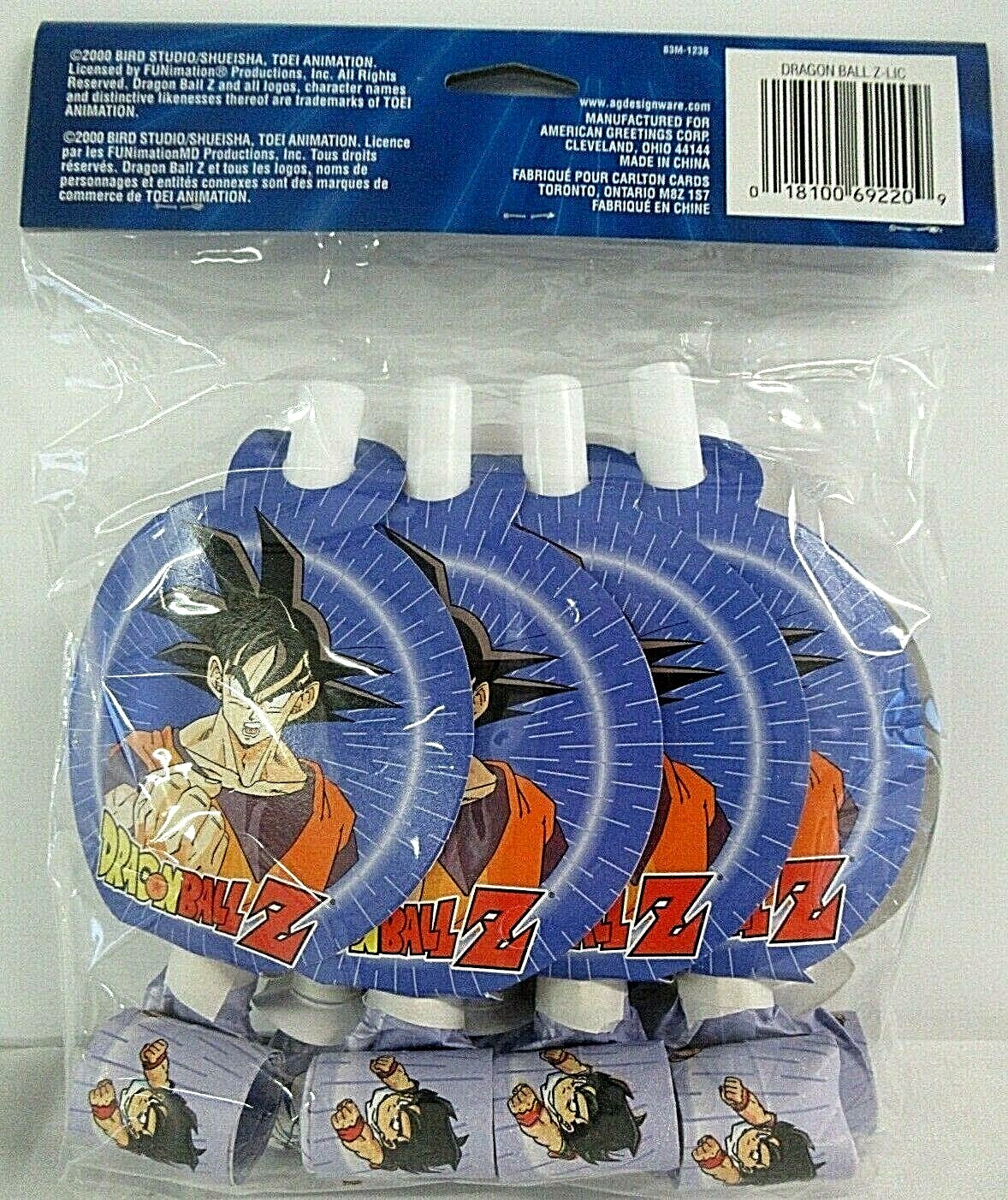 8 Pack DRAGON BALL Z BLOWOUTS ~ Birthday Party Supplies Favors Toei Cartoon GoKu