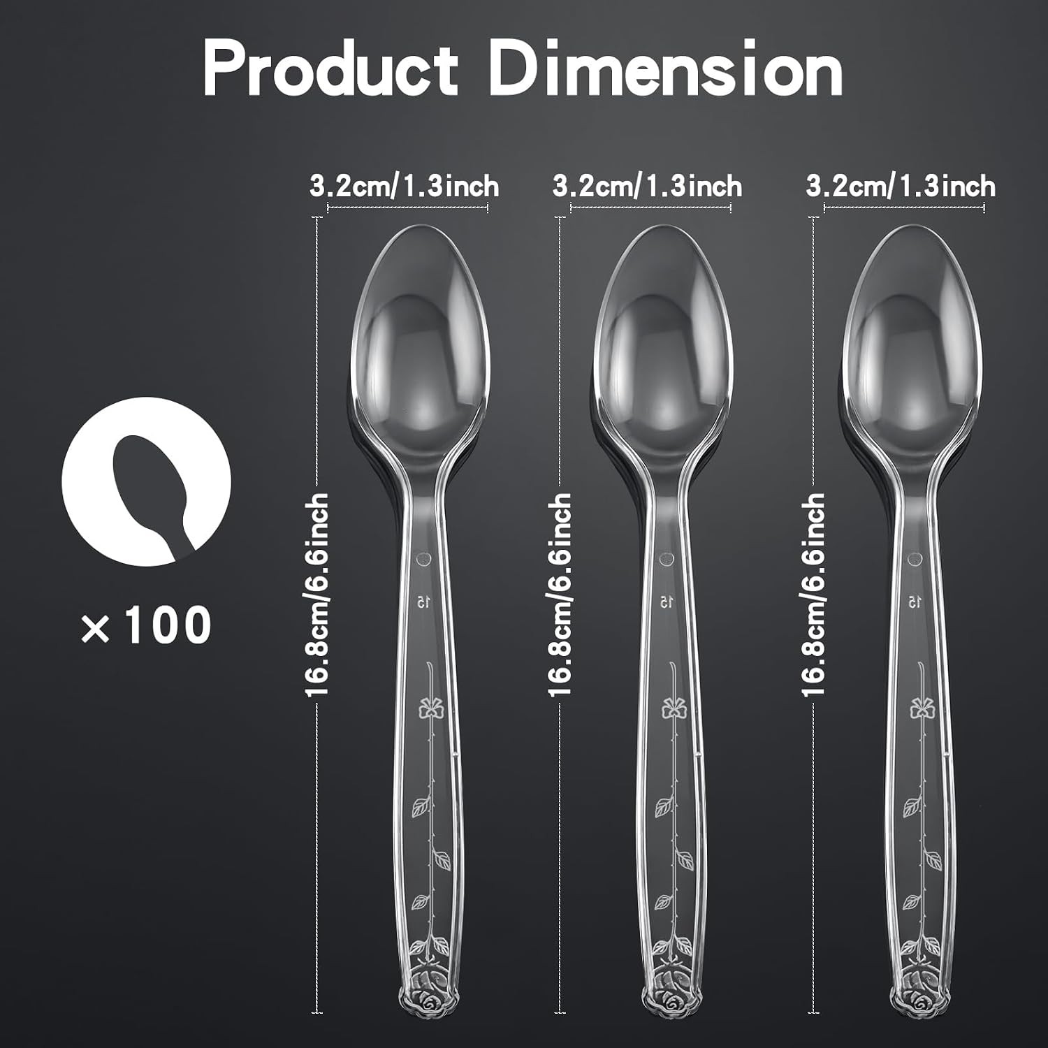 100-Pack Clear Plastic Spoons Disposable BPA-Heat Resistant Utensils for